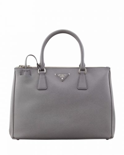 New Silver Grey Prada Galleria Leather Tote Bags Silver Hardware Leather Handle Online Sale 