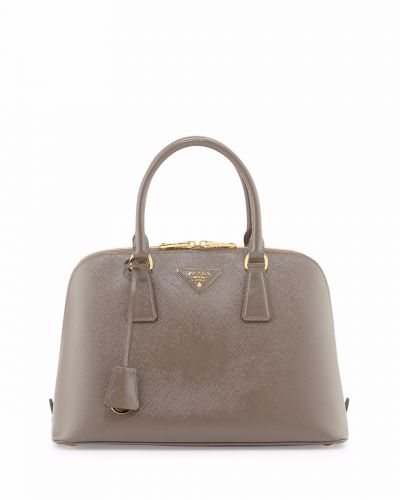 Fashionable Silver Gray Prada Promenade Imitated Tote Bags Mini Leather Short Handles Delicate Trimming Online Sale 