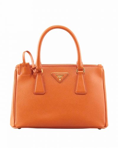 Prada Galleria Mini Orange Double Zip Leather Crossbody&Tote Bags Ladies On Sale Replica