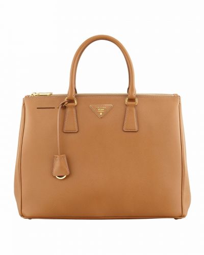 Pale Brown Prada Galleria Leather Tote Bags Gold Hardware Top Leather Handle On Sale