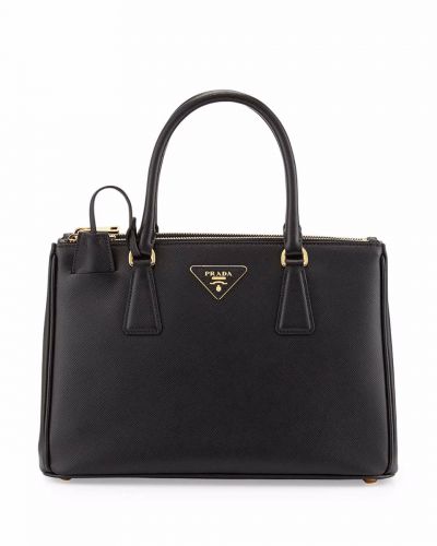 Replica Black Prada Galleria Black Leather Tote bags Gold Hardware On Sale For Limited Time