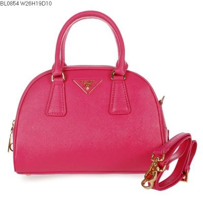 Rosy Womens Prada Promenade Tote&Shoulder Bags Short Leather Handles Gold Plated Hardware Selling
