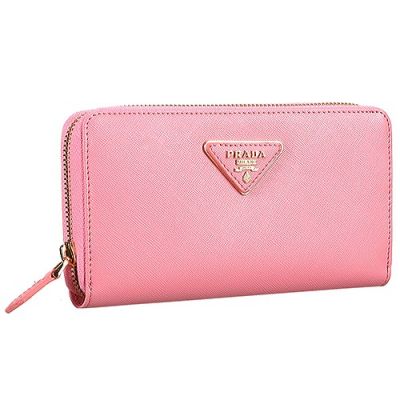 Pink Leather Prada Vernice Zipped Around Closure Wallet Gold Hardware Leather Triangle Logo Price Australia Replica